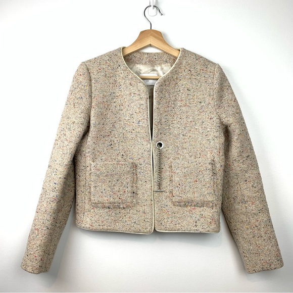 Sandro Paris Jackets & Blazers - Sandro Blazer Sz 36 Tweed Multicolor Wool Blend Old Money Officecore Pockets